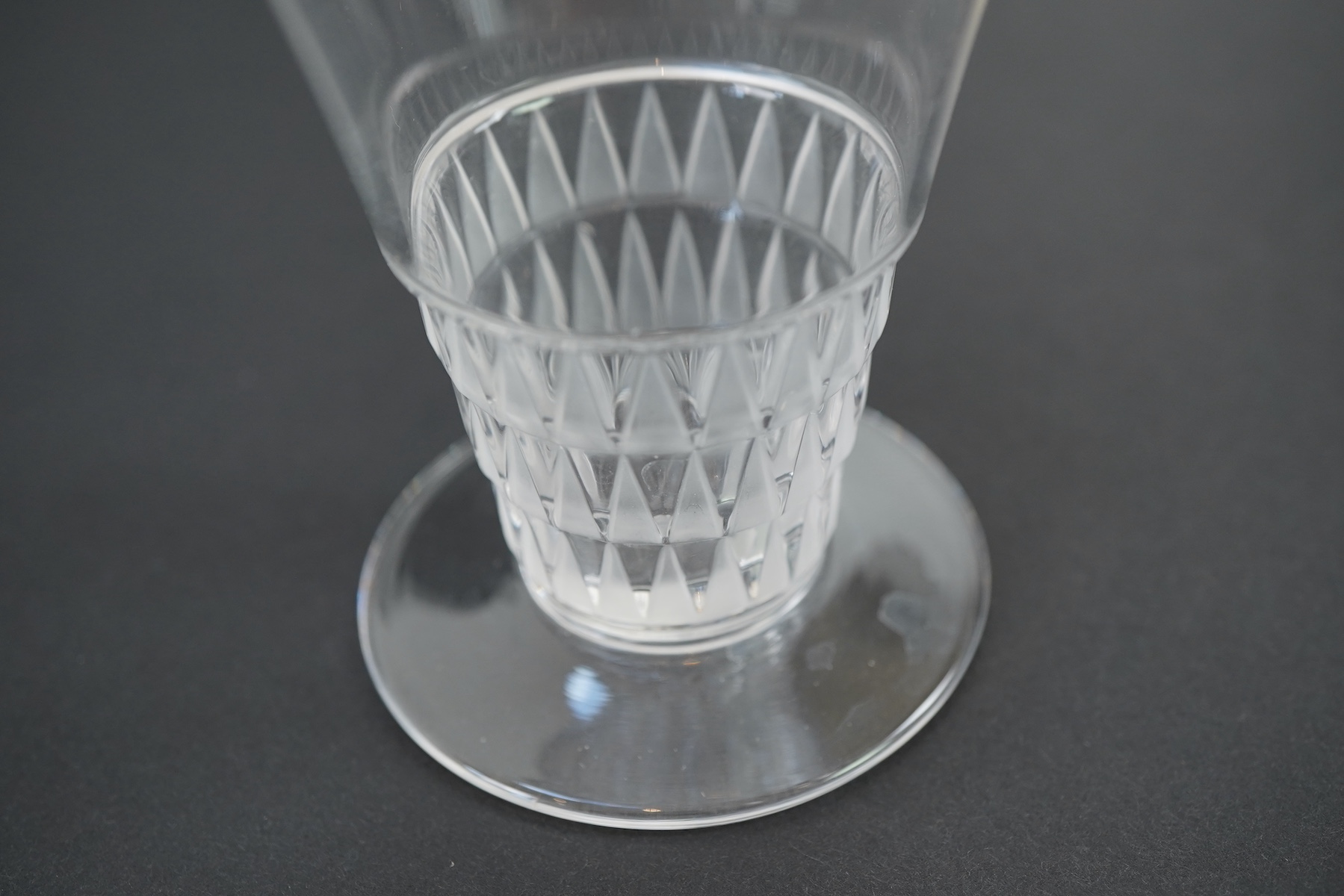 Lalique: A suite of 'Bourgueil' pattern drinking glasses